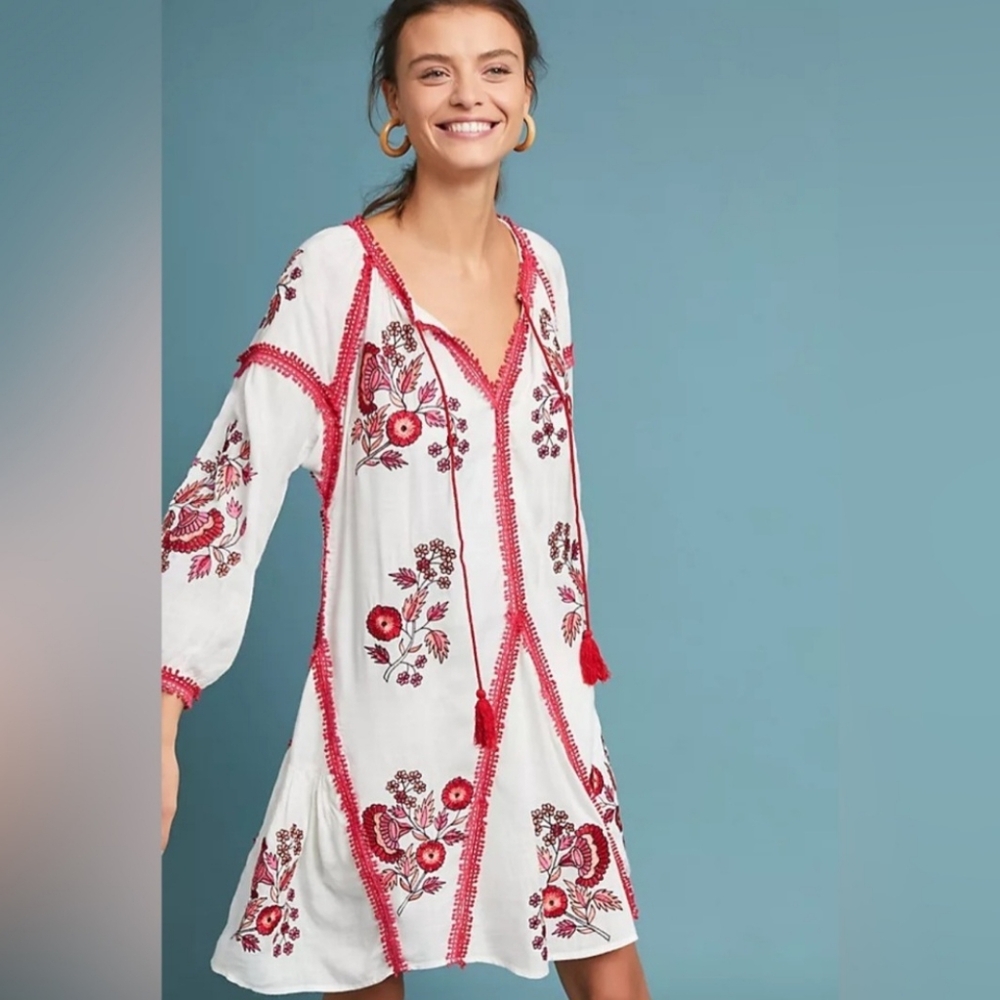 Anthropologie Ranna Gill Floral Embroidered dress